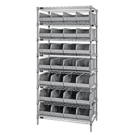 Quantum Storage Systems Stackable Shelf Bin Steel Shelving Systems WR8-483GY